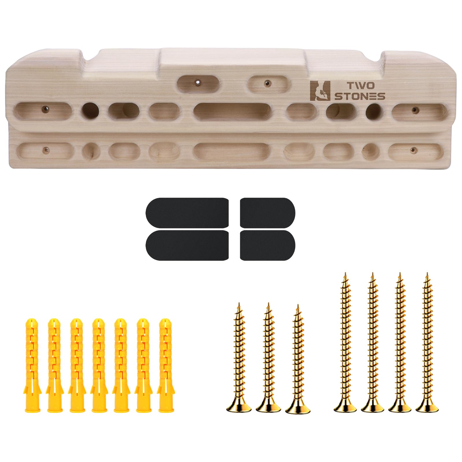 TWO STONES Wooden Hangboard Rock Climbing Pull Up Bar Designed Training for Climbing, Wood Fingerboard Climbing Training Board for Building Core Strength and Endurance