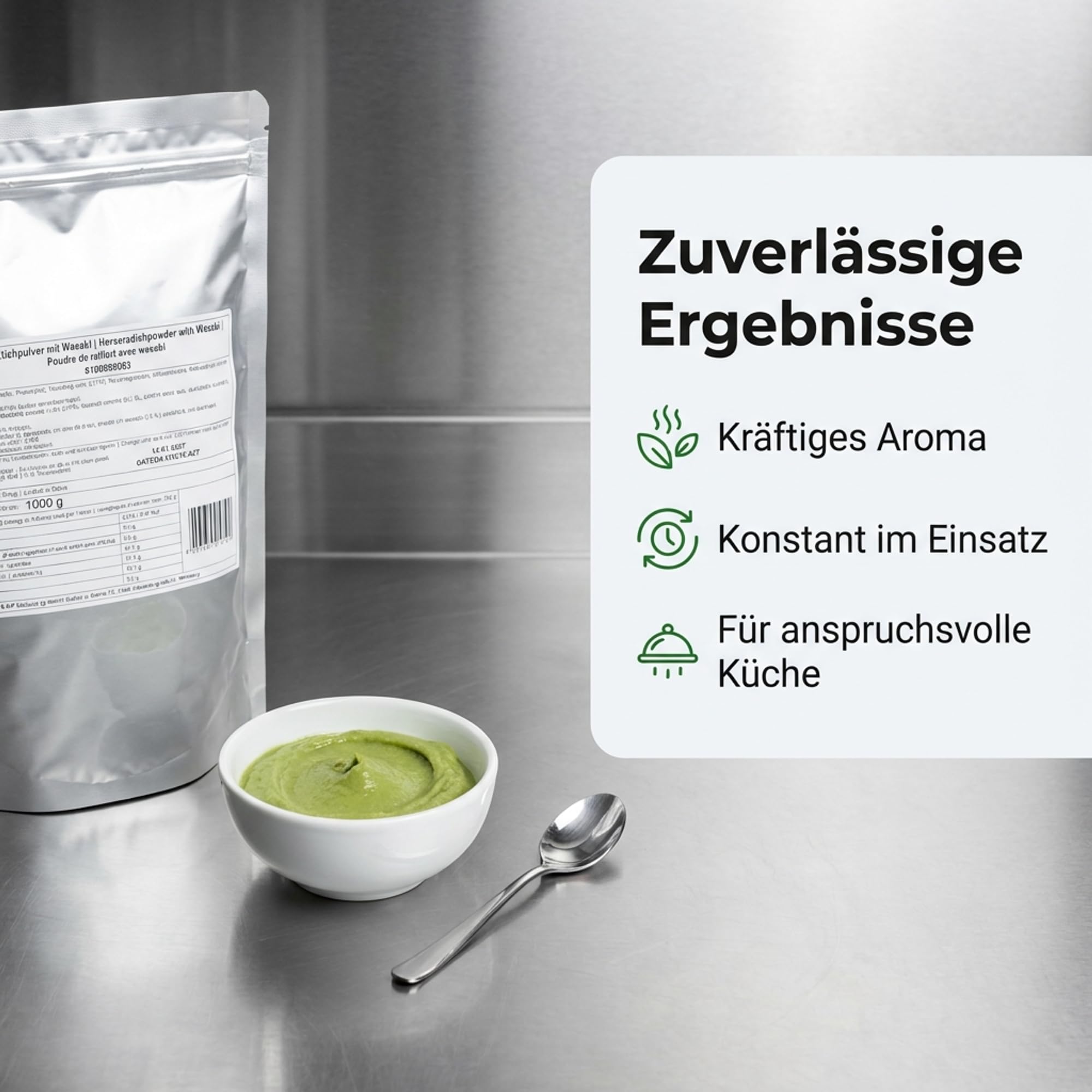 Takori Wasabipulver 10x 1 kg, intensives Meerrettich Pulver mit echtem Wasabi, vegan und glutenfrei, ideal für Sushi, Sashimi und Dressings