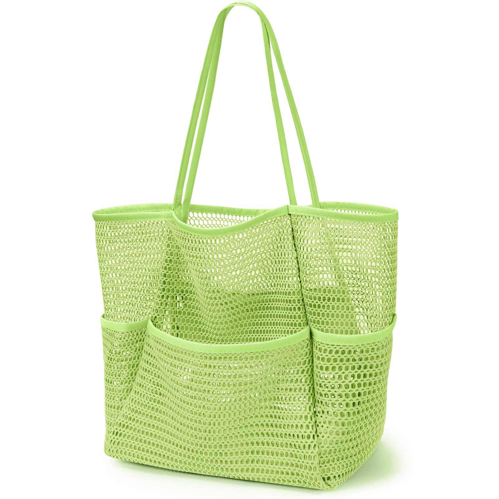 KPX Beach Bag with Mini Pocket, Beach Tote Bags for Women Large Foldable Mesh Swimming Pool Travel Bags - Sandproof