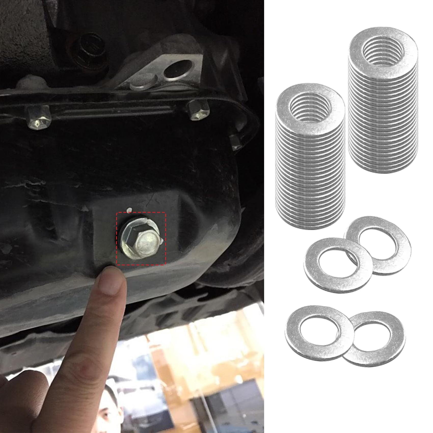 50pcs Oil Drain Plug Gasket, 14mm Crush Washer Oil Drain Plug, 94109-14000 Seal Replacement Fit Element, Compatible with Accord Acura Civic Ridgeline Odyssey CRV CR-V Pilot