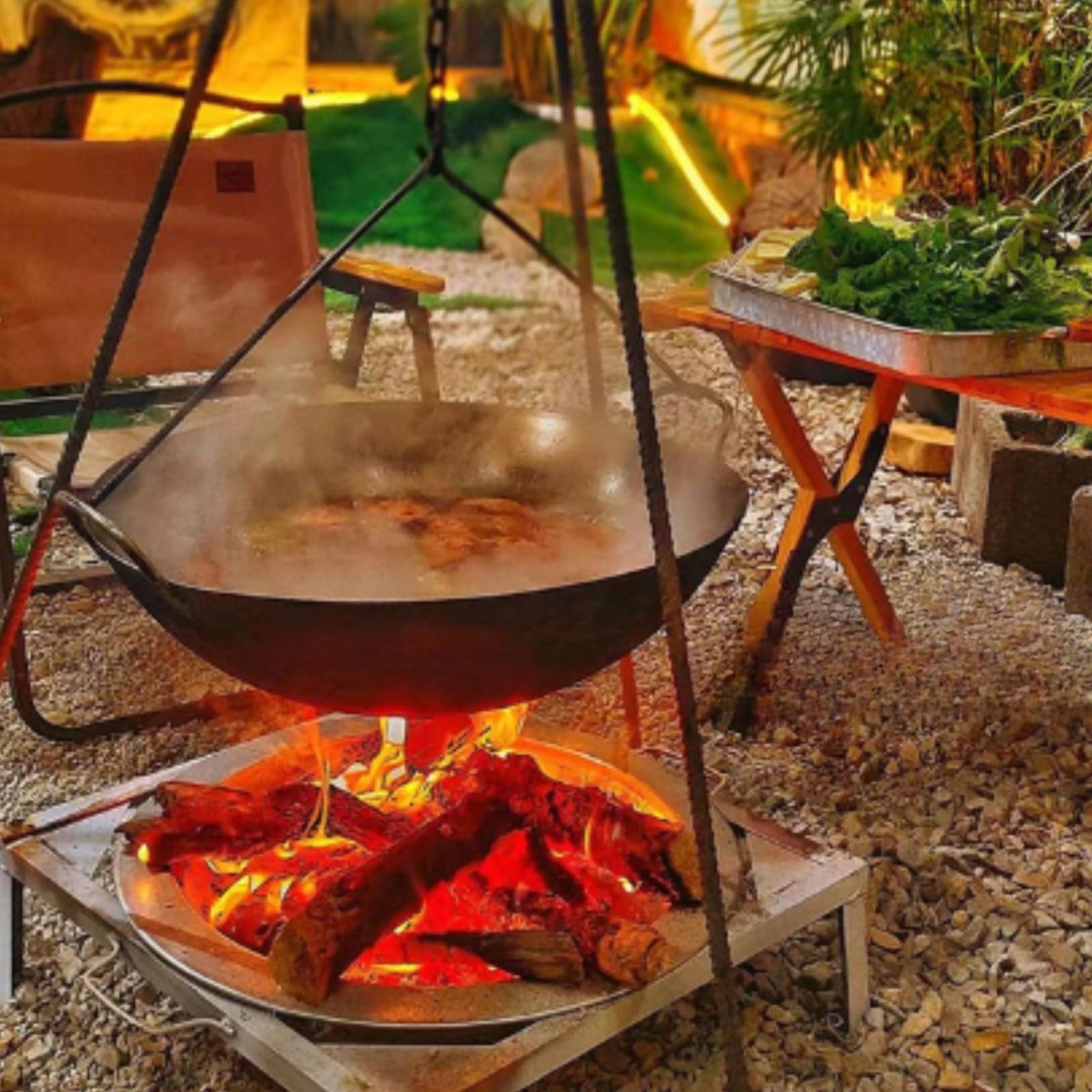Baoblaze Olla con Doble Asa Retención Del | Apta para Fogatas, Olla con Asa Colgante, Versátil, Camping, Restaurantes, 28CM