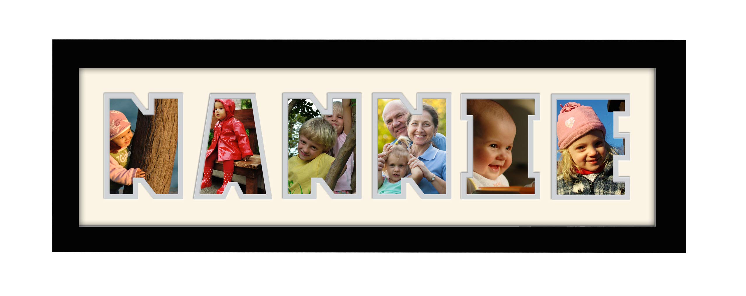 Photos In A Word Black Finish Frame Cream Mount Grey Inside Nannie Photo Frame Word Photo Frame 1250-Cc (Black Finish Frame Cream Mount Grey Inside)