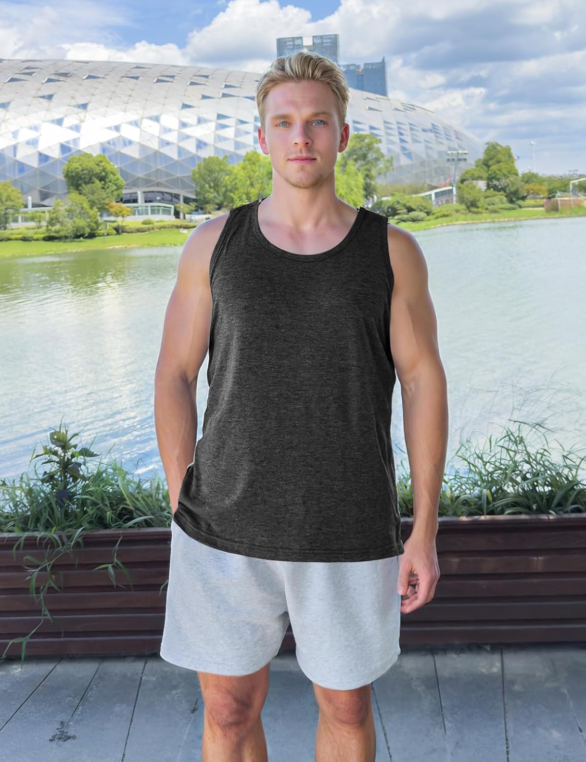 Unisex Post Shoulder Surgery Tank Tops, Side Snap Access Tear Way Sleeveless Shirts, Recovery Tear Away T-Shirt