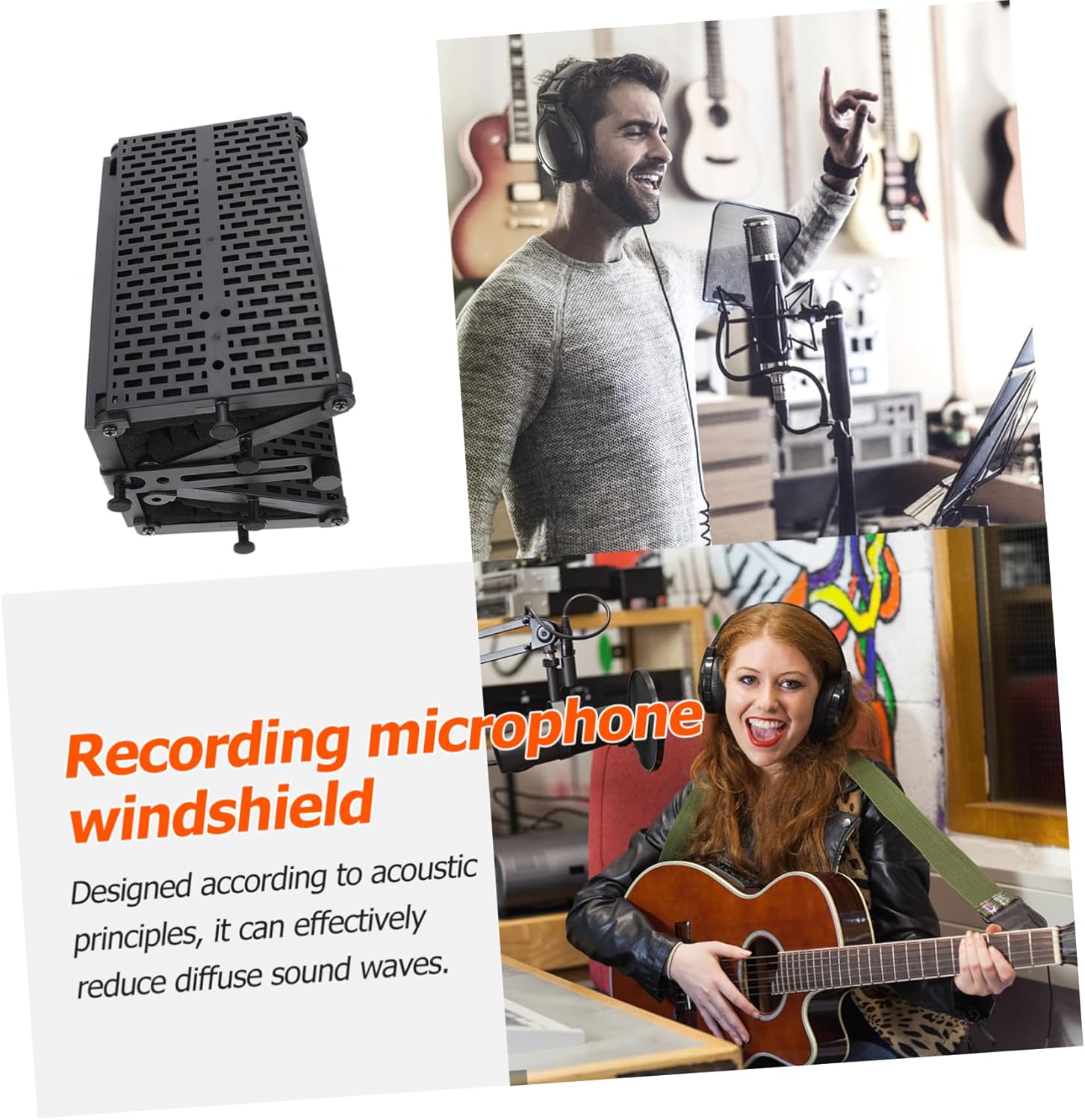 1set Foldable Microphone Isolation Shield Sound-absorbing Abs Windproof Mic Cover for Recording Studios Reduces Noise and Protects Mic from Saliva