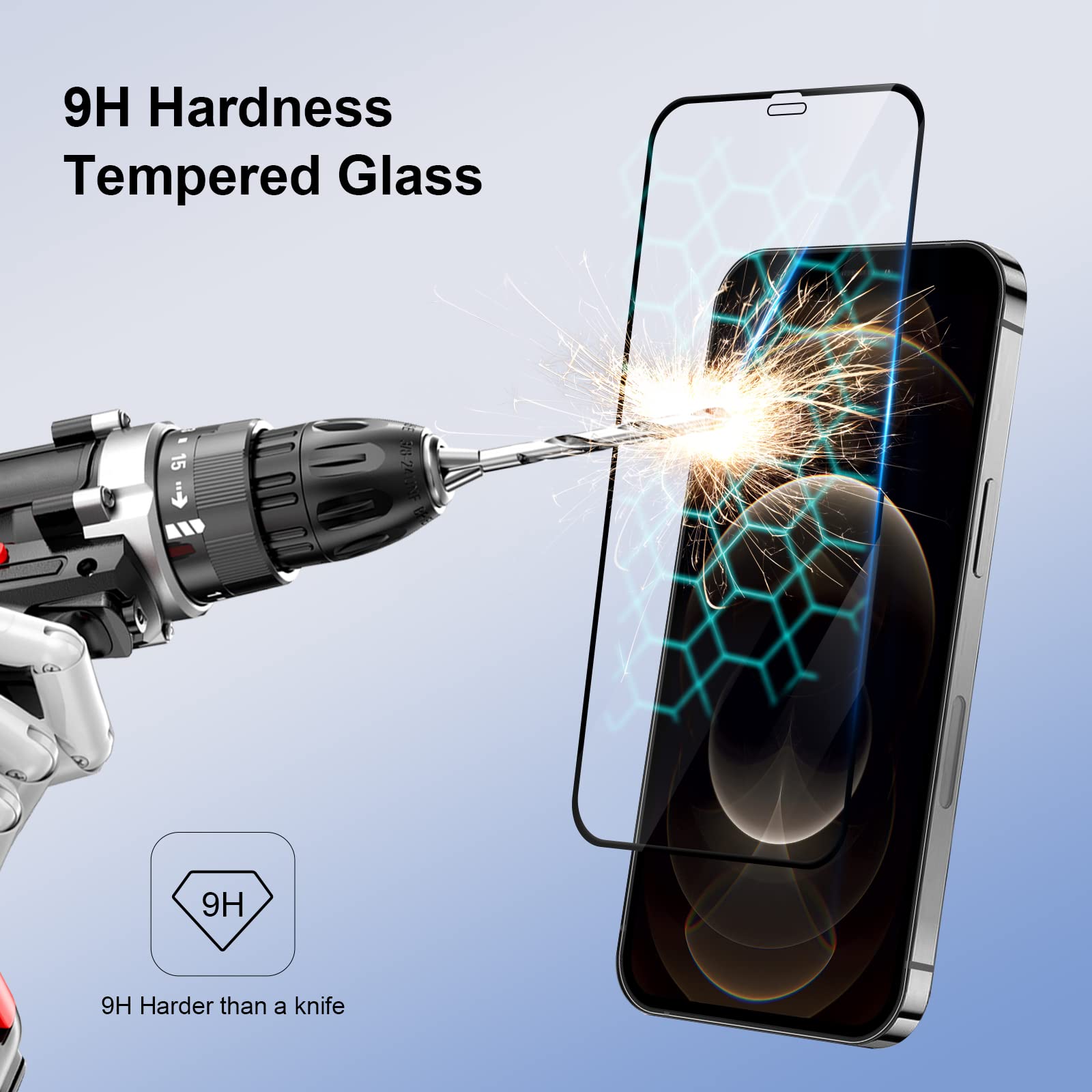 Displayschutzfolie Für IPhone 12 Pro Max – 3 Stück, Gehärtetes Glas 9H, Blasenfrei, Mit Schwarzem Rand