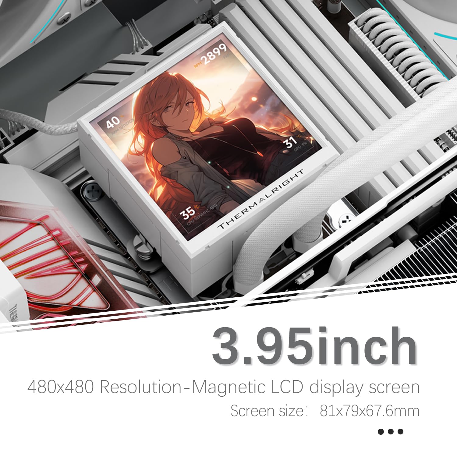 TR-Thermalright Peerless Vision 360 UB ARGB - Dispositivo di raffreddamento per CPU liquido bianco, schermo IPS LCD da 3,95 pollici con risoluzione 480 x 480, Aio da 360 mm, scarico combinato ventola