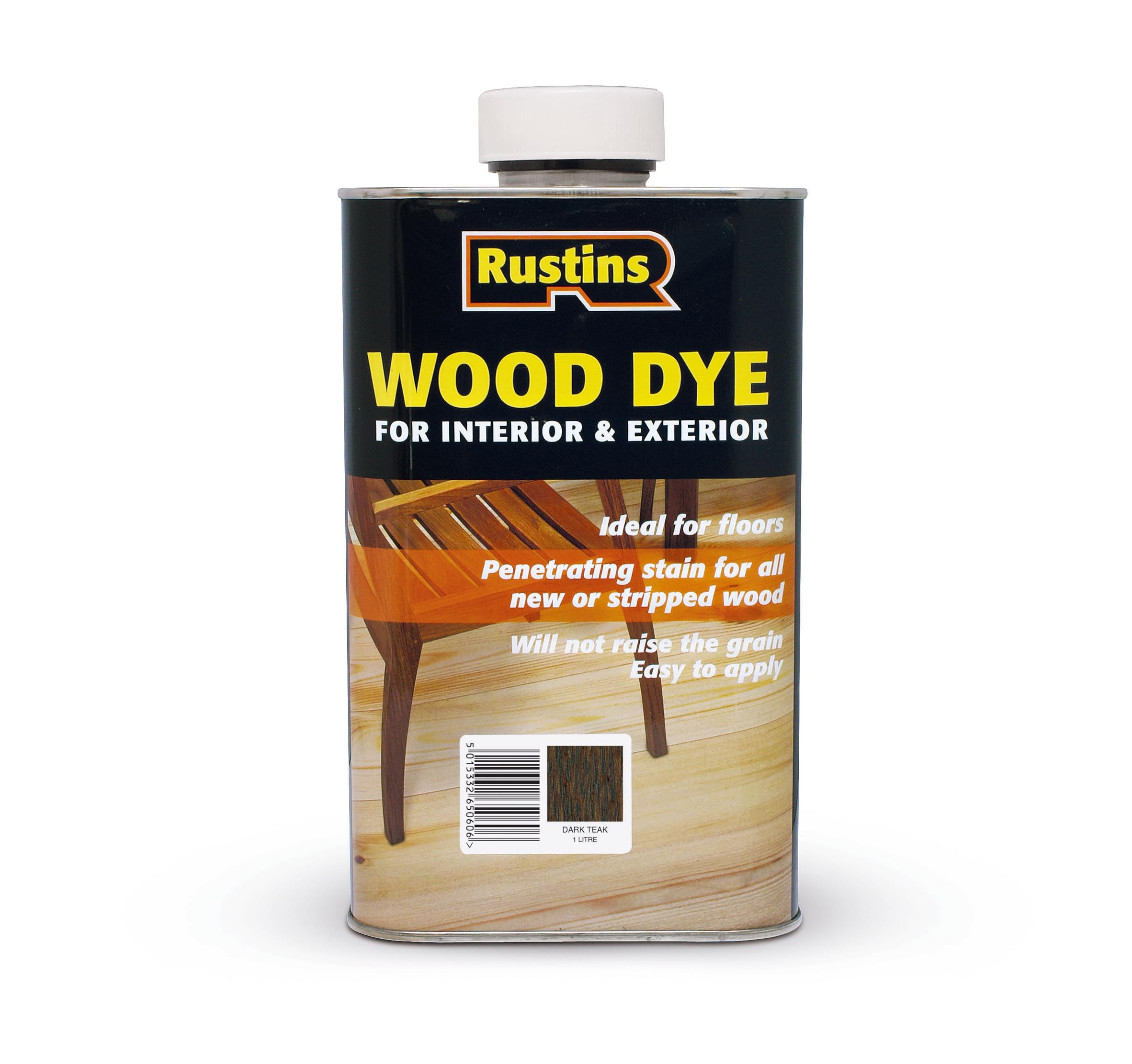 Rustins Wood Dye Dark Teak 1Ltr - Brown - Penetrating Wood Stain for Interior & Exterior Use