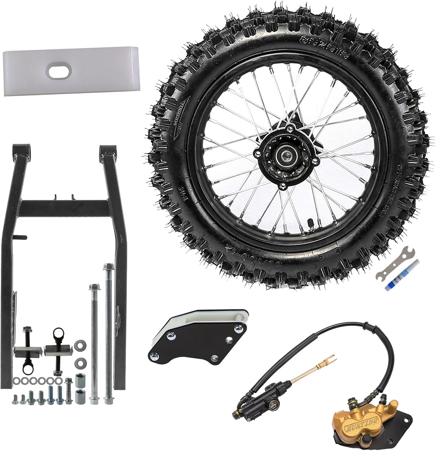 12" Dirt Bike Rear Swingarm & Swing Arm Guard & 80/100-12 Wheel & Brake Caliper for Disc Brake 12mm Wheel Axle Dirt Pit Bike Offroad Motorcycle CRF50 XR50 SSR110 Apollo Taotao 70cc -125cc