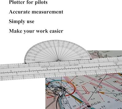 Premier Fixed Plotter for Pilots, Transparent Aviation Plotter Tool | Plastic Material, Pilots Plotting Tool, Flight Protractor, Flight Panning Tool