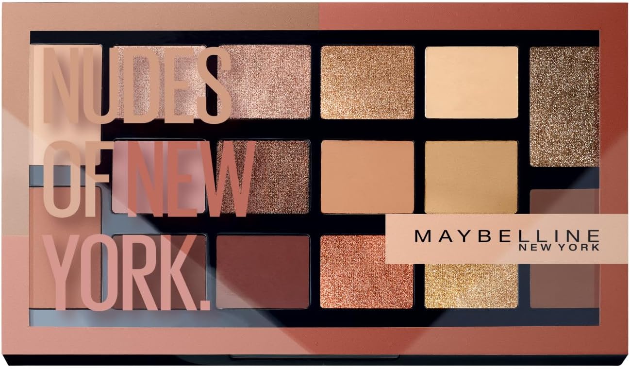 Nudes of New York Nude Eye Shadow Palette, 16 Universal Shades, Shimmer & Matte - Nude Beige Eye Makeup