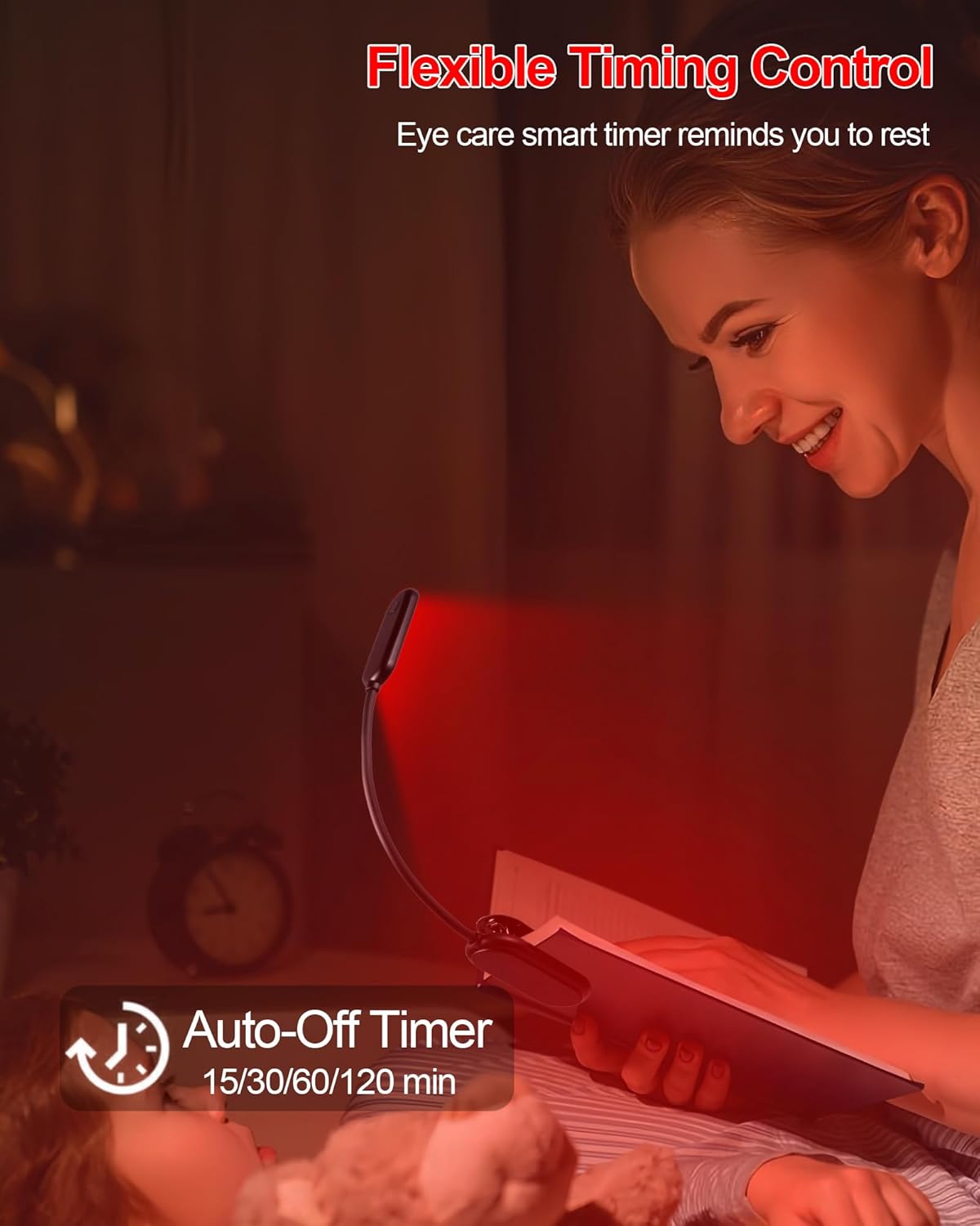 670nm Red Book Light [2 Pack] - Zero Blue Light, Rechargeable Clip On Red Reading Light Lamp for Reading at Night - Poratble Dimmable LED Book Lamp, Gift for Lovers Travel Studying Nursing