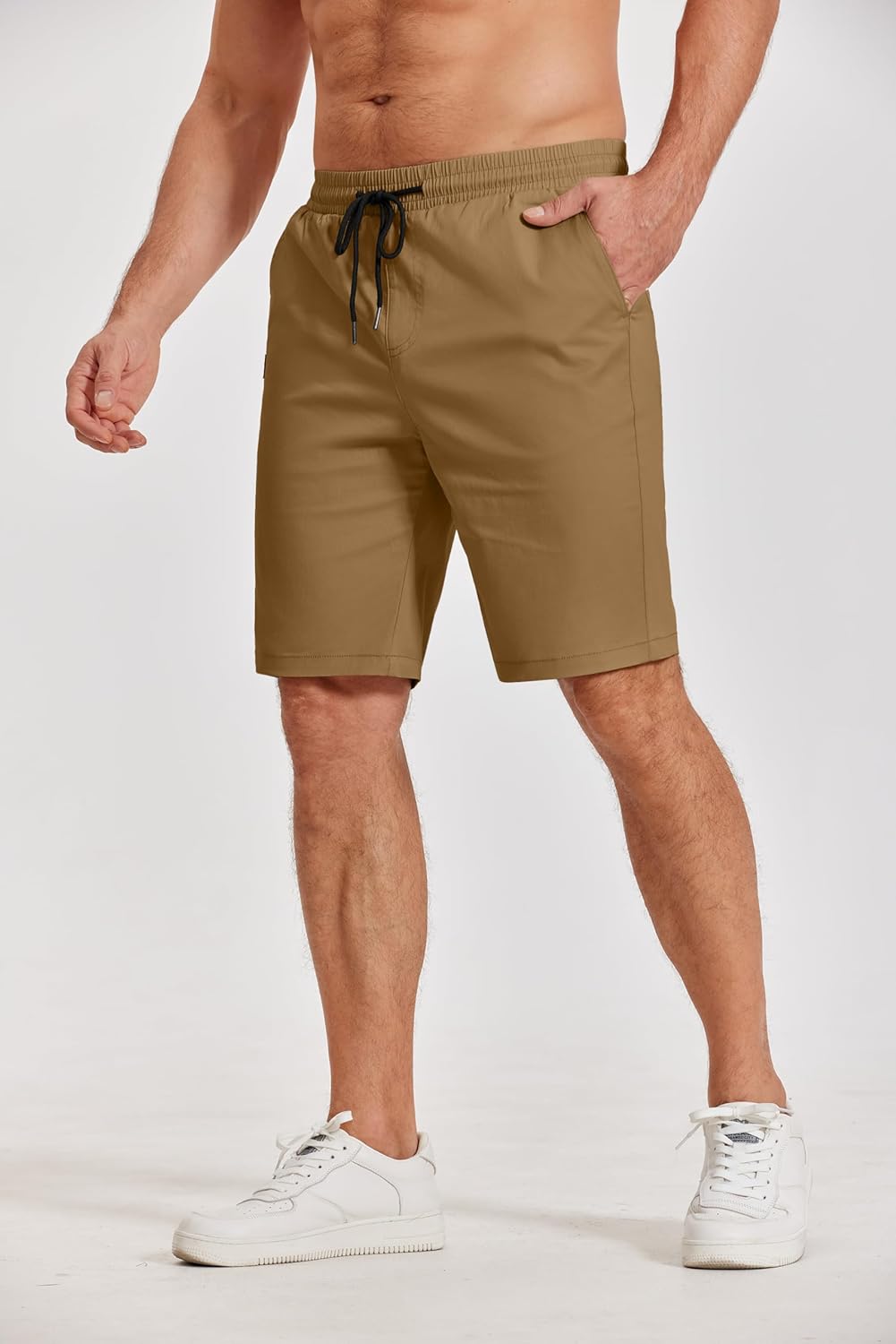 COOFANDY Mens Casual Shorts Cotton Elastic Waist Drawstring Shorts Lightweight Summer Beach Shorts - Image 2