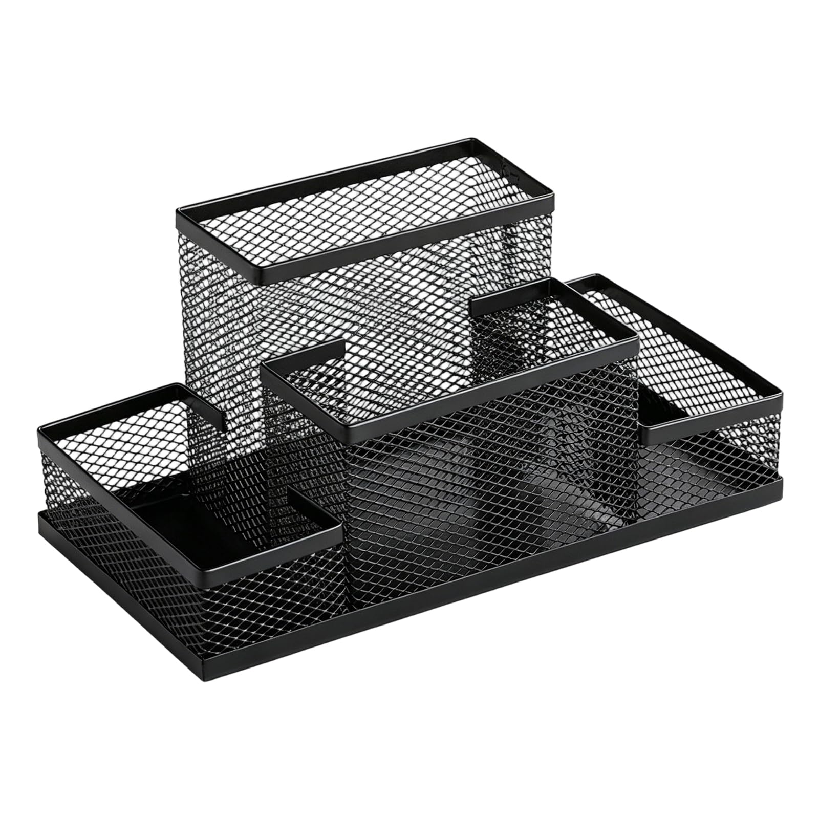 pumpumlia Multi-Compartments Desktop Pen Organiser Multipurpose Metal Pen Stand for Pencil Marker Note Paper Organization Study Table Planner