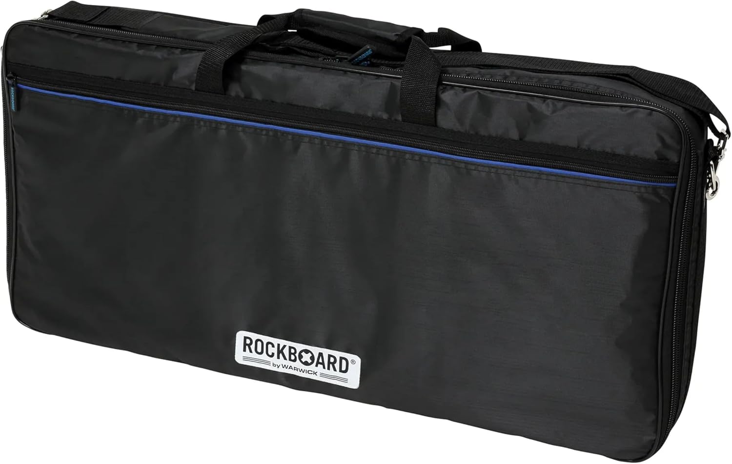 The RockBoard gig bag with the brand logo, designed for transporting the pedalboard.