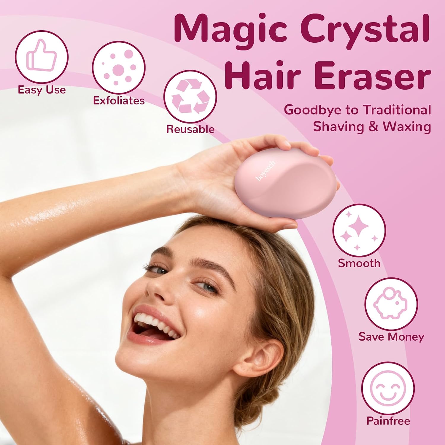 Crystal Hair Eraser for Women and Men (Pink)