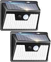 Vista 52 de Peasur Luces solares impermeables para exteriores, paquete de 4 140 luces LED con sensor de movimiento, 3 modos de luces de seguridad alimentadas