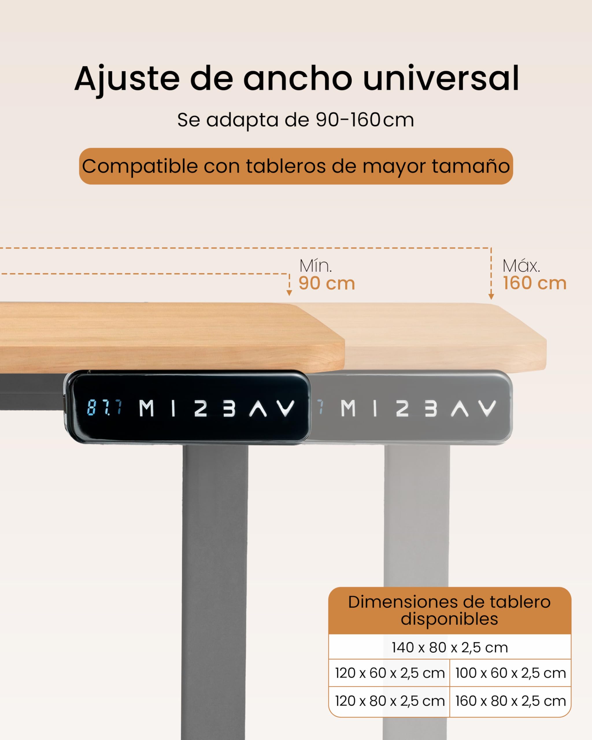 unycos - Escritorio Elevable Eléctrico con Tablero y Puertos USB 3.0, Mesa con Opciones de Altura, Doble Motor, Función Memoria/Anticolisión, 120 * 80 * 2.5cm (Gris/Madera, Core Dual)