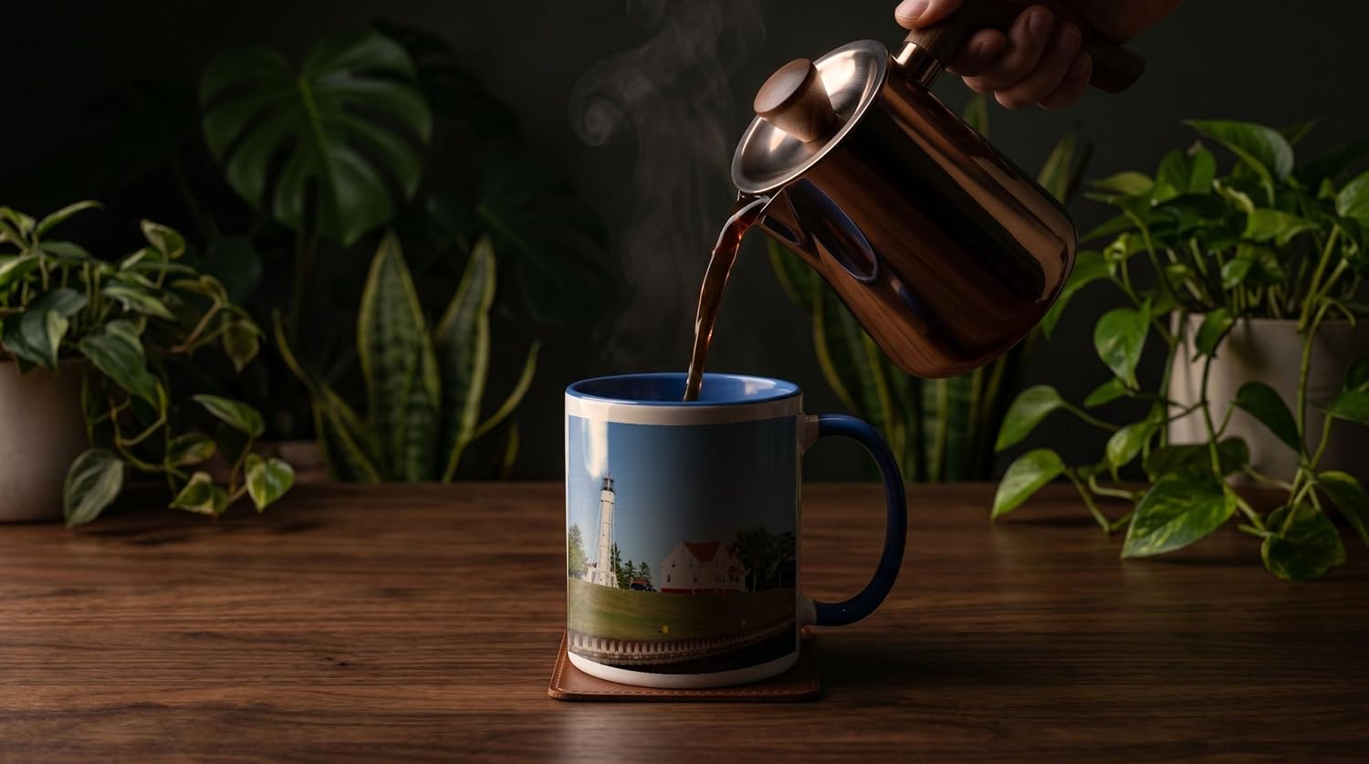 3dRose Wisconsin, Door County. Sturgeon Bay Ship 11oz Two-Tone Blue Mug image 3