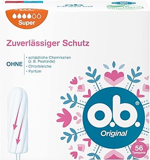 o.b. Original Super, Tampons für starke Tage mit StayDry Technologie und geschwungenen Rillen, für zuverlässigen Schutz un...