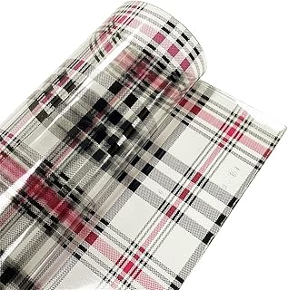 12''x53'' Transparent Checked Printed Faux Leather Roll Plaid Pattern TPU Vinyl Crafts Fabric for Crafts Handbags Earrings...