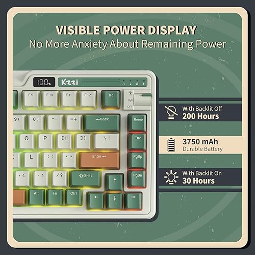 Miniatura 7 de KZZI Teclado mecánico K75 PRO RGB 75% de junta inalámbrica, triple modo BT 5.02.4GUSB-C 82 teclas teclado para juegos intercambiable en caliente con