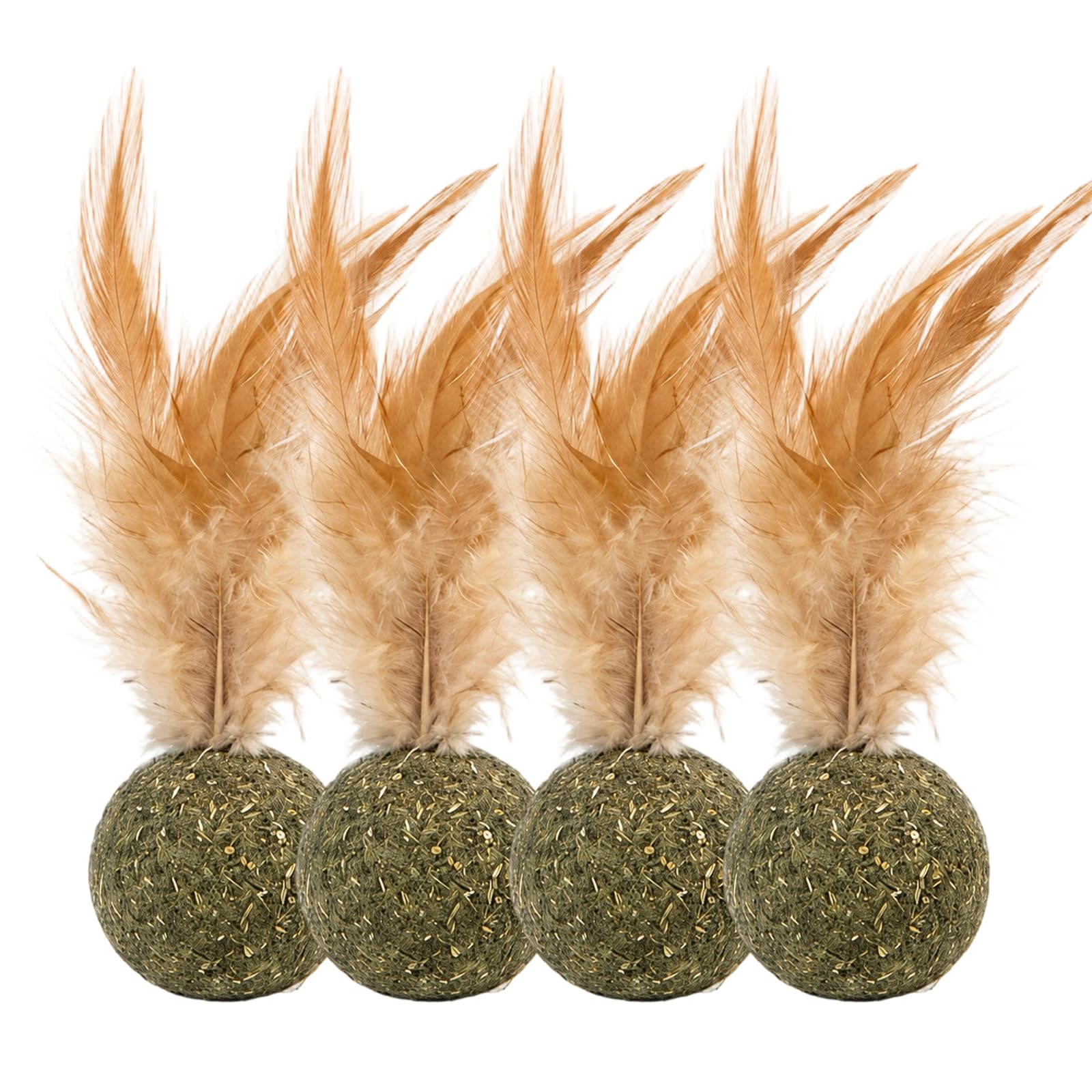 ZPLASK 4 PCS Cat Nip Toys Cats, Interactive Catnip Balls Kitten Toys for Indoor Play, Durable Feather Ball Design for Active Cats, Engaging Catnip Balls Cats