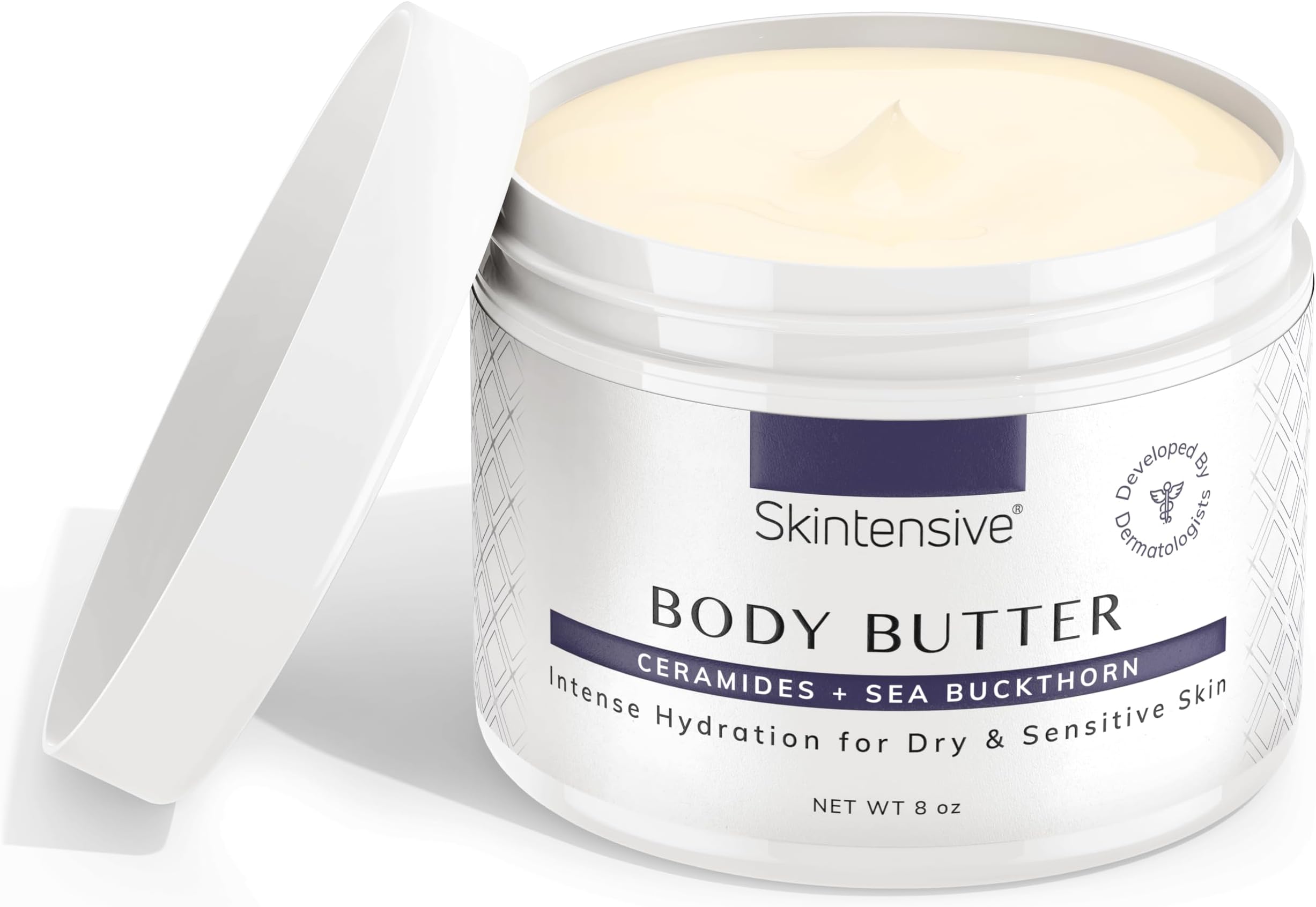 SKINTENSIVE Body Butter with Sea Buckthorn Extract - Organic Coconut Oil Body Butter Ointment for Eczema-Prone Skin, 8 oz
