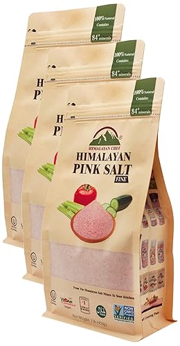 Himalayan Chef Sal rosa del Himalaya, grano fino, 1 libra (bolsa de 1 libra) (paquete de 3)