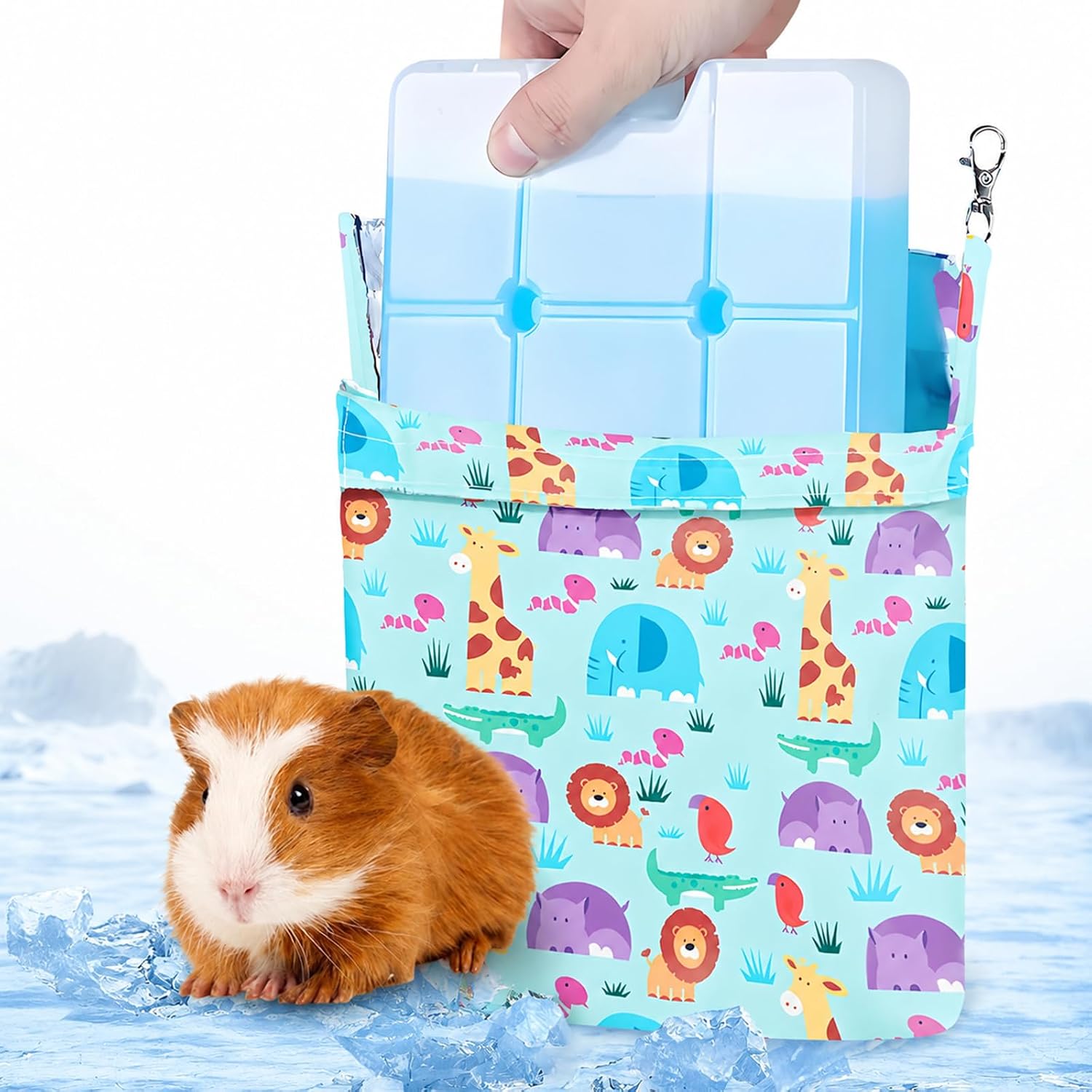 Rabbit Cooling Pouch with Ice Pack - Innovative No Condensation Pad for Bunny Cage Accessories, Washable Waterproof Cooling Mat for Small Animals