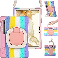 Vista 34 de Funda resistente para Galaxy Tab S10 Ultra 2024/S9 Ultra 2023/S8 Ultra 2022, funda híbrida resistente con soporte para S Pen, funda a prueba