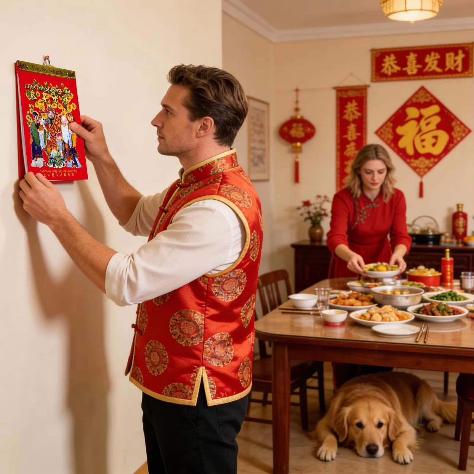 Calendario da parete 2026 Anno vietnamita del cavallo con promemoria per le vacanze per pianificare il calendario del capodanno vietnamita