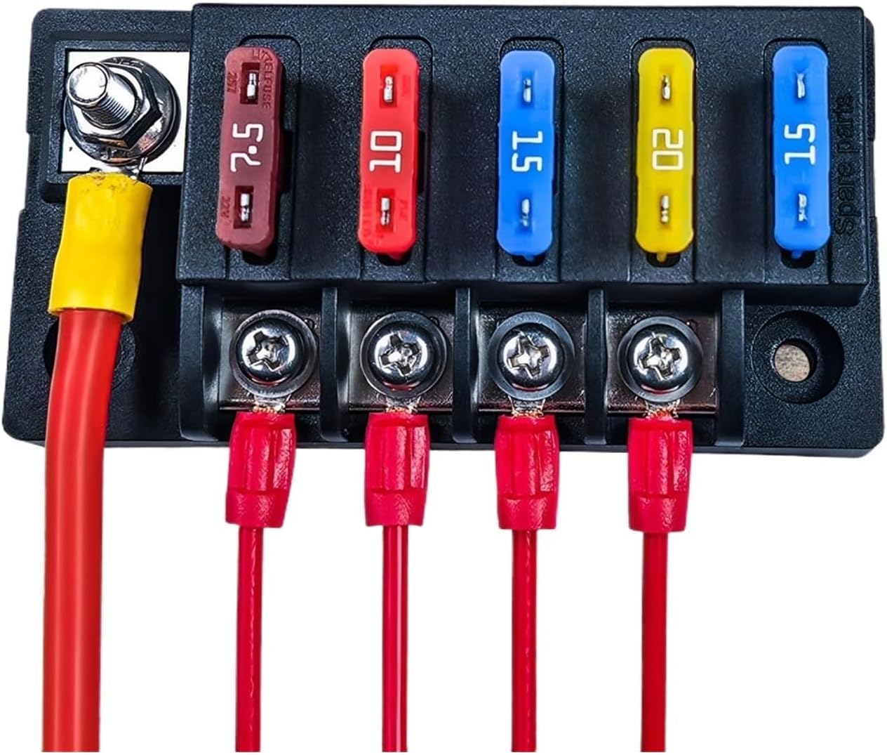 4/6 Way Fuse Block 12V Blade Box Holder with LED Indicator Waterproof Cover Safe Compact Circuit Dust-Proof Car(Black 4)