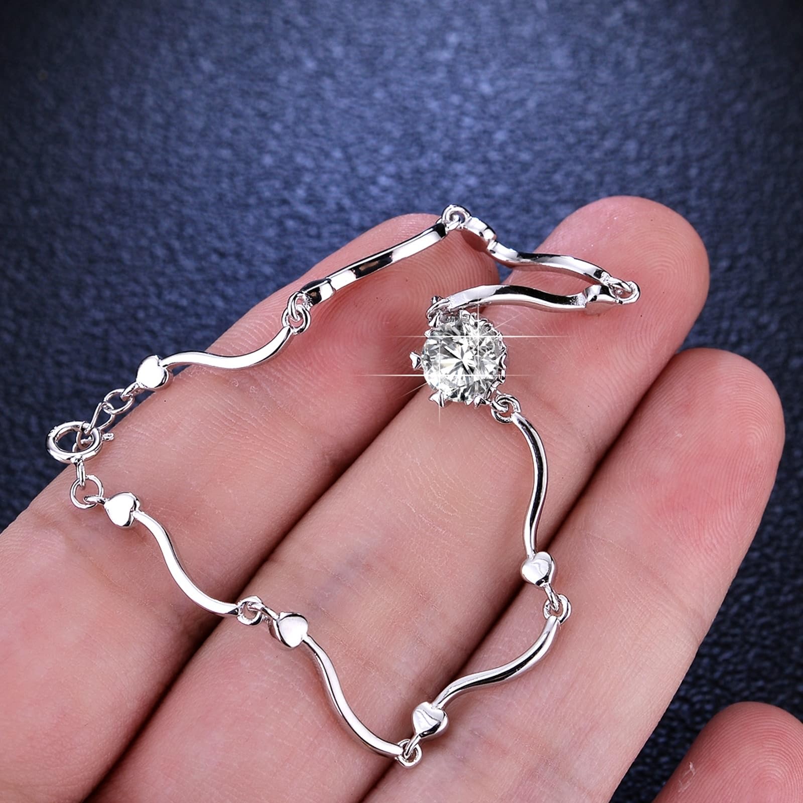 KnSam Pulseras de oro auténtico para mujer, oro 750 de 18 quilates, brazalete para mujer, pequeño, clásico, con diamantes creados en laboratorio, PT950