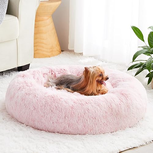 WNPETHOME Cama Calmante para Perros Cama para Gatos Dona, Cama para Mascotas de Piel Sintética Dona Abrazadora Auto-Calentable, Cómodas Camas