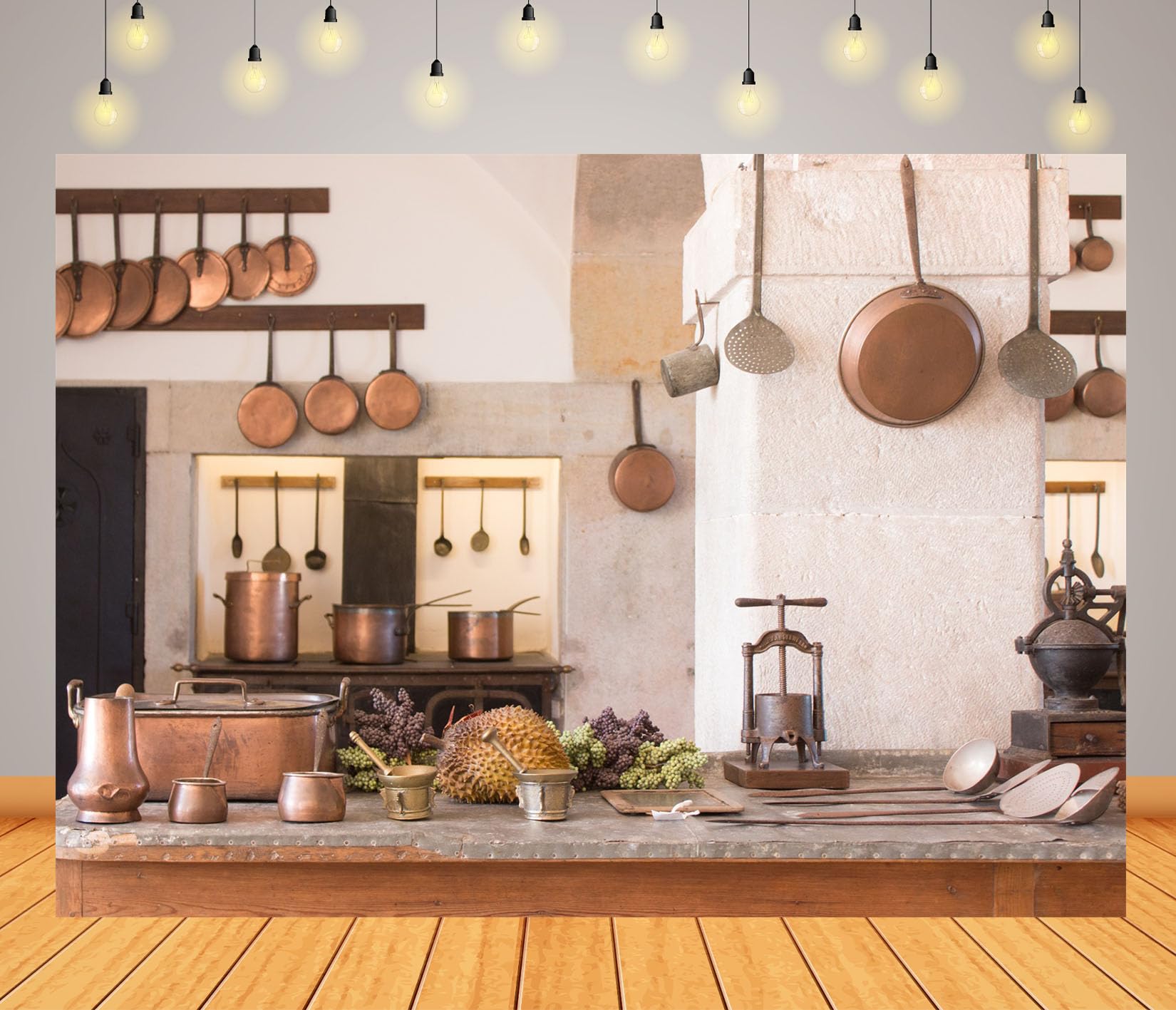 10x6.5FT (3x2m) Cucina Rustica In Rame Sfondo Fotografico