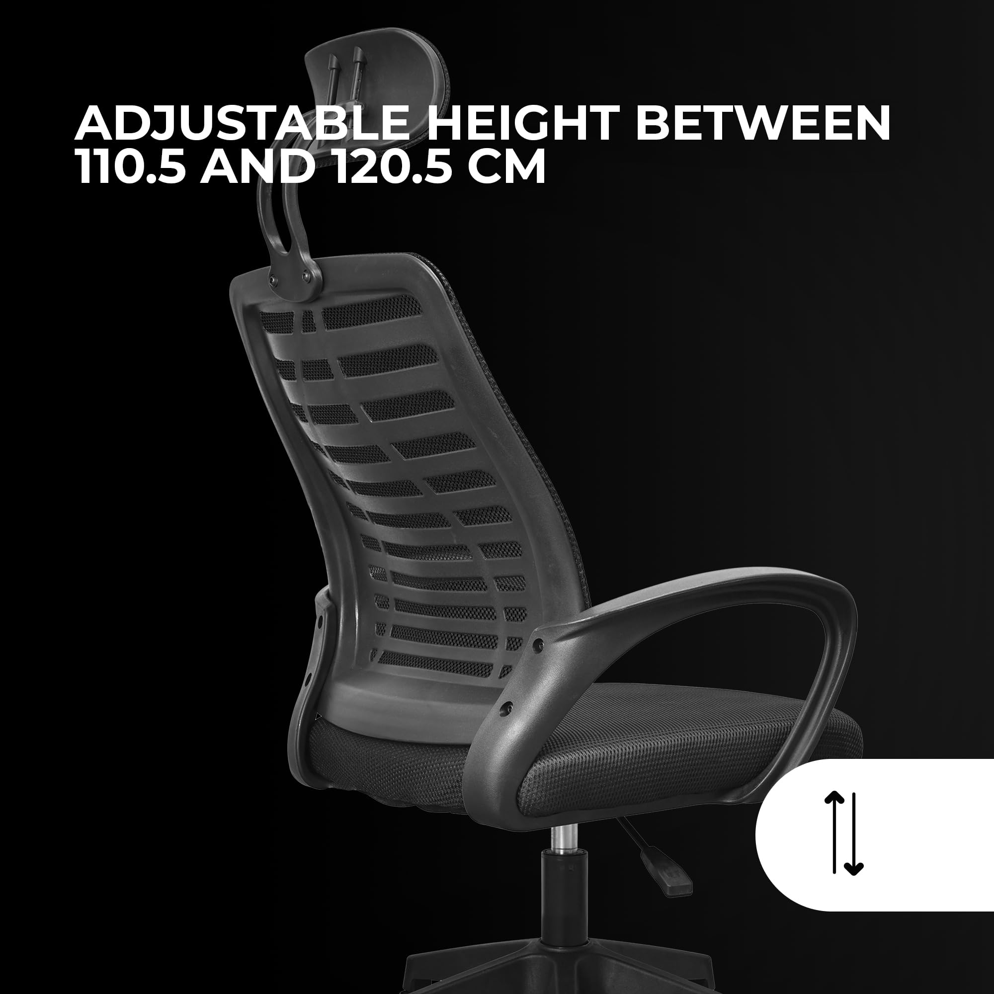Mars Gaming MGC-ERGOB, Silla Gaming Ergonómica, Asiento y Respaldo de Malla Transpirable, Reposacabezas Regulable, Altura Ajustable Entre 110.5 y 120.5cm, Sistema de Balanceo de 3° a 18°, Negro