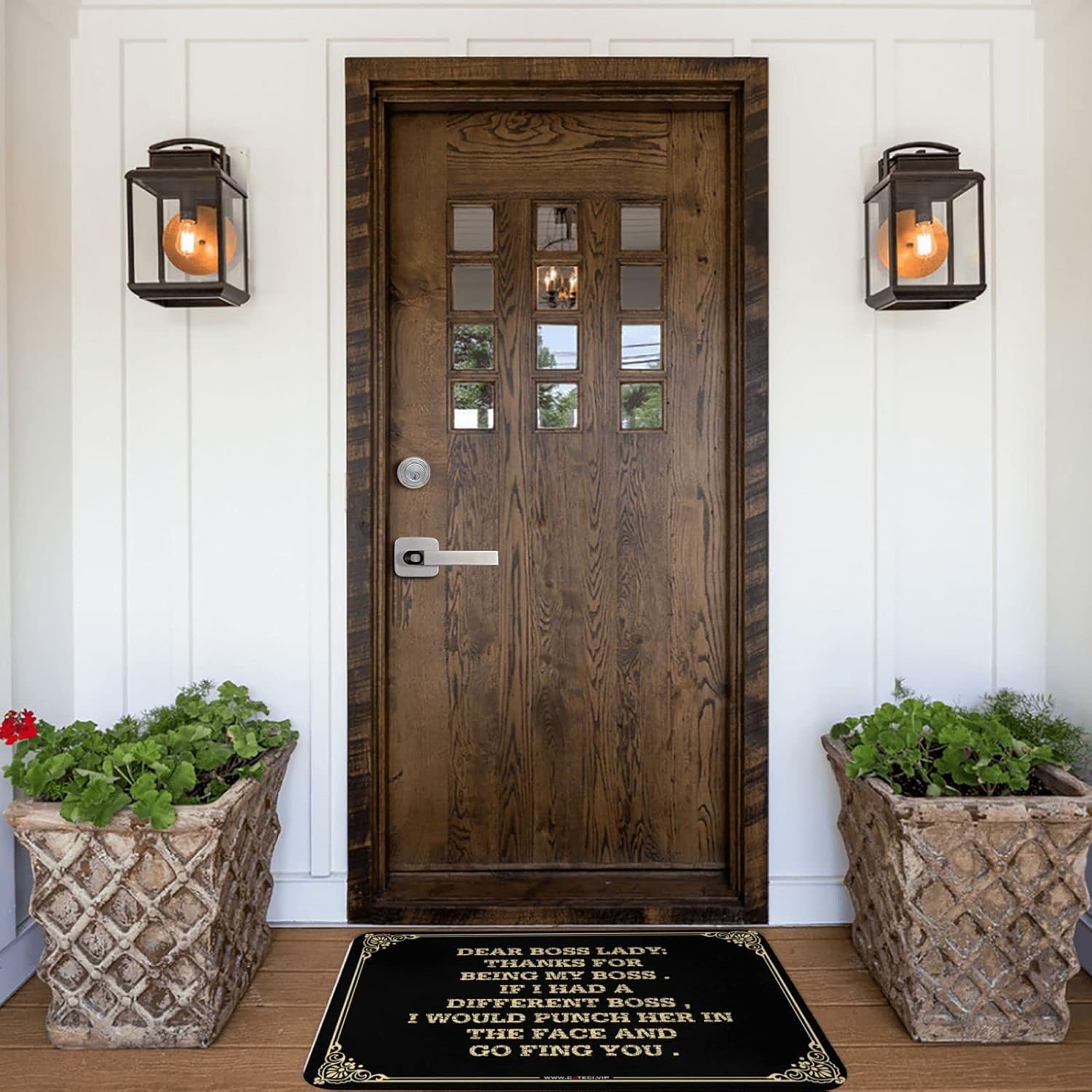 Funny Rugs For Front Door Dear Boss Lady：Thanks For Being My . If I Had A Different , Would Punch Her In The Face And Go Fing You . Doormat Outdoor Welcome Mats For Front Door Garden Gifts(65X90CM)