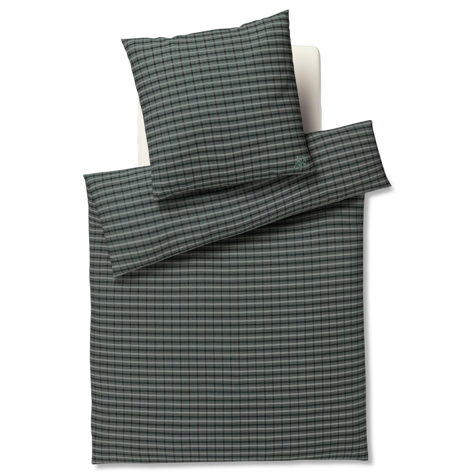 Joop! Bettwäsche Soft Mesh 45005 04 Green Flanell Streifen Karo Grau Grün Gestreift Winter, Größe:135 cm x 200 cm