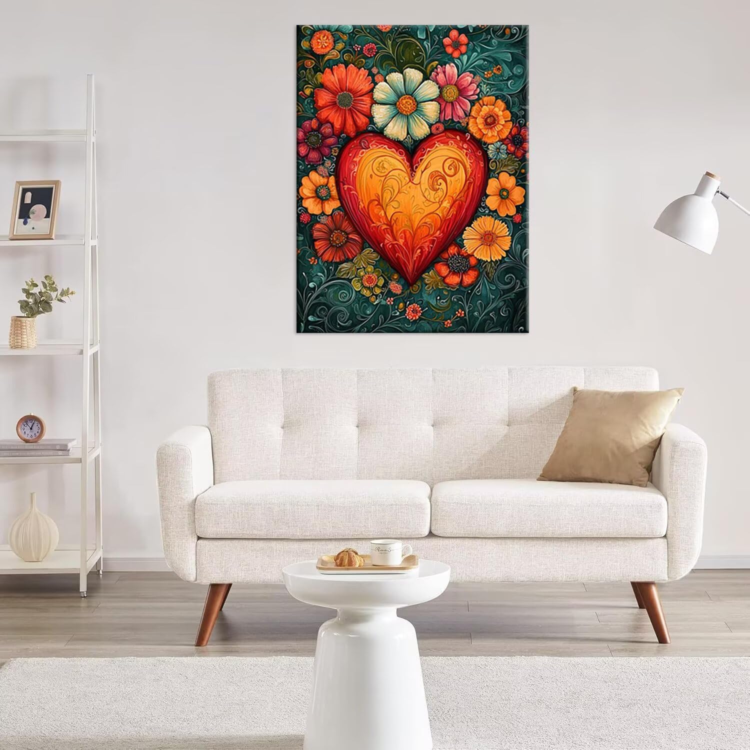 Hyupuanj Pełny zestaw do malowania diamentami 5D, kolorowe serce 90 x 120