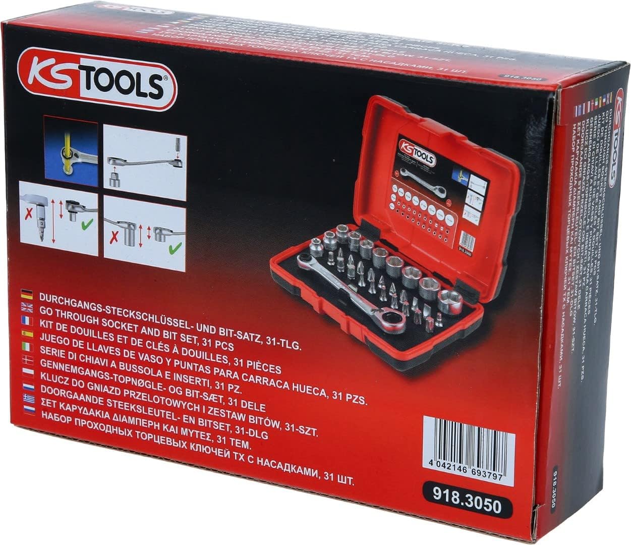 SK Hand Tool 1/4" + 11 Mm Go Through Socket and Bit Set, 31 Pcs