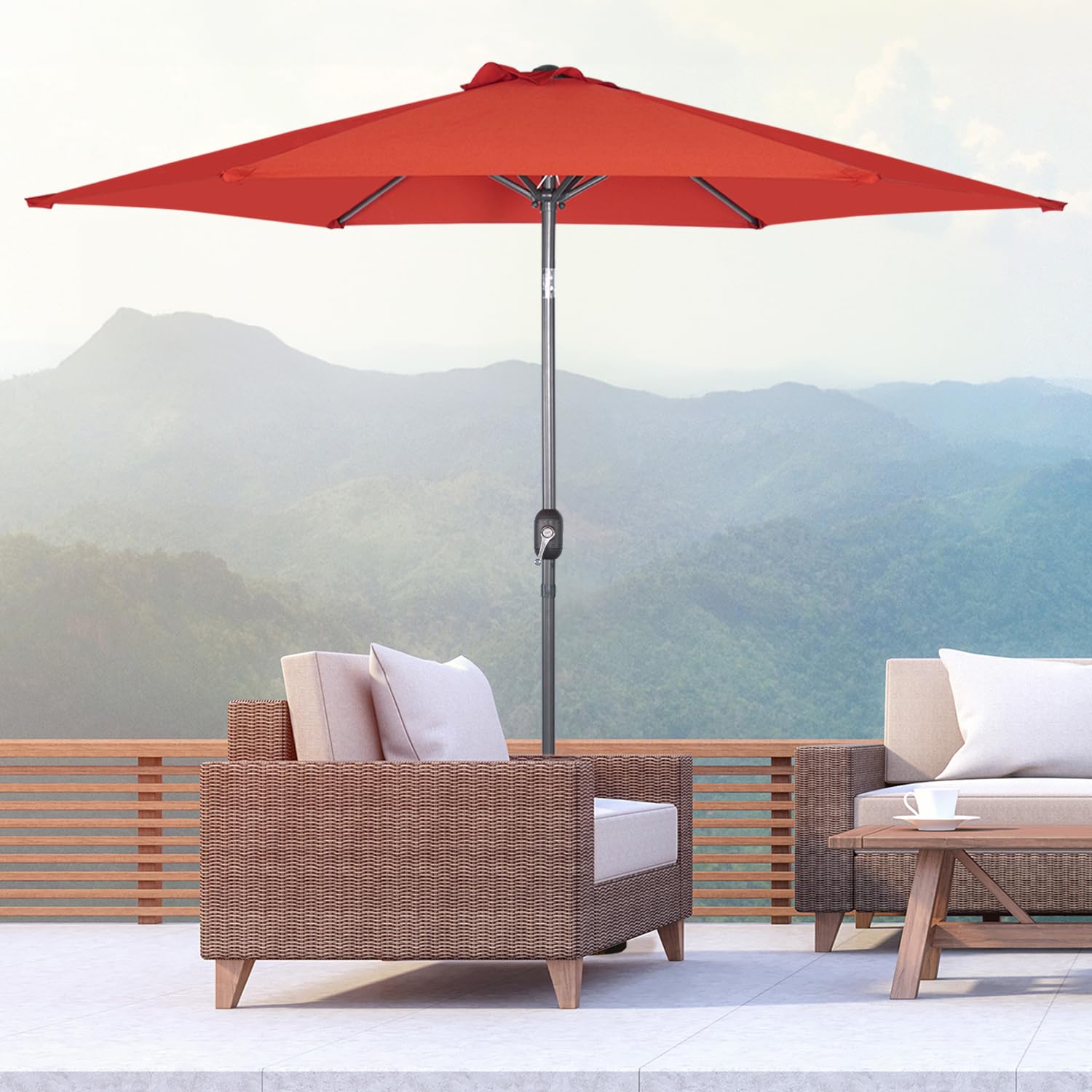 Angel Living Sonnenschirm 3M mit Kurbel und Neigung, Marktschirm mit UV50+ für Garten Terrasse Balkon