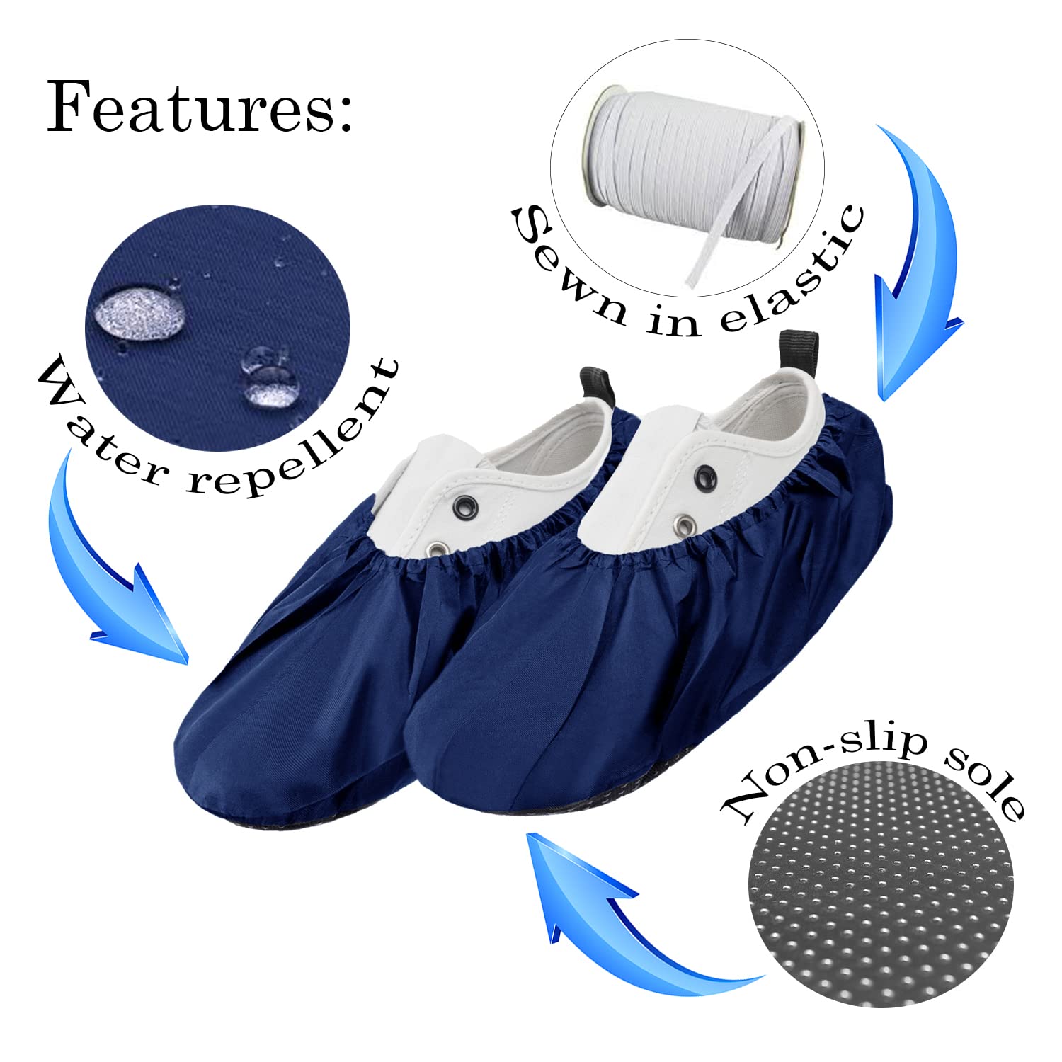 Ferocity Couvre-Chaussures Réutilisables Hydrofuges Protège Antidérapants et Lavables pour Enfants Adulte en Polyester de Haute Qualité avec Colorés x5 [142]