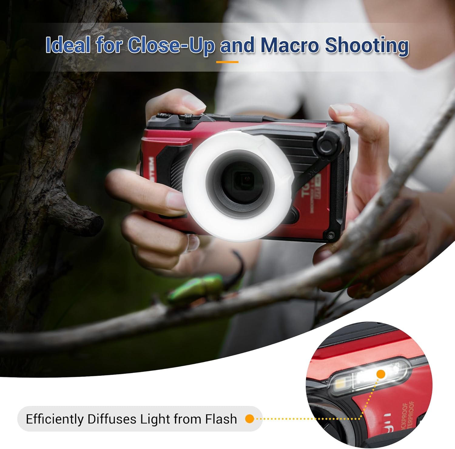 Flash Diffuser+Battery USB Charger for Olympus TG-7 TG-6 TG-5 TG-4 TG-3 TG-2 TG-1