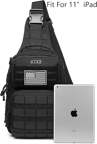 Miniatura 5 de ATBP Mochila táctica tipo bandolera para hombre, bolsa de hombro oculta, bolsa cruzada para hombres, 10L, Verde, Mochilas Sling