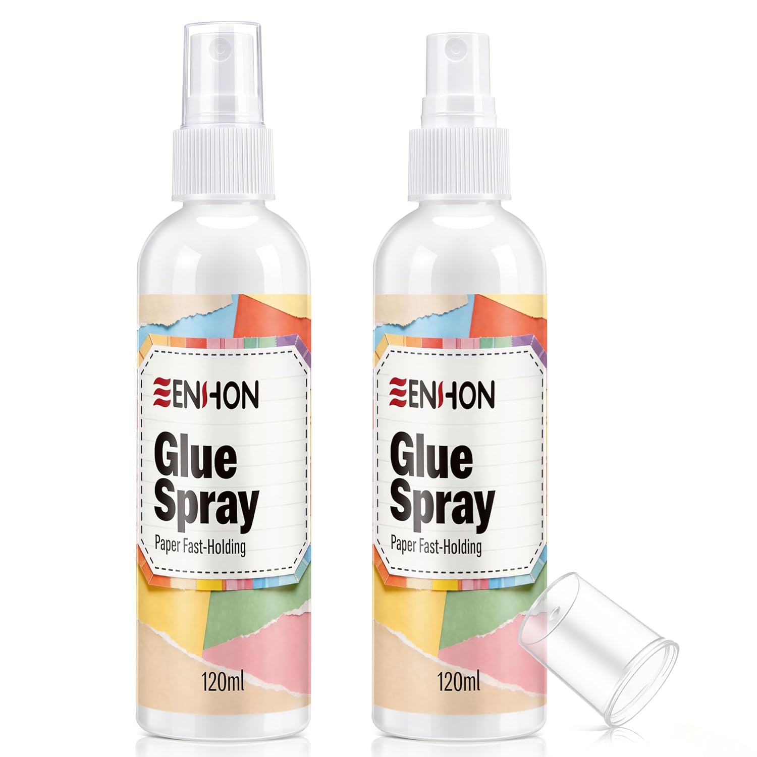 Enhon 2 Pcs 120ml Adhesive Spray Glue, Multi Purpose Spray Adhesive for Paper, Transparent After Drying, Non Toxic, Heavy Duty Quick Bonding Versatile for Crafts, Scrapbook, Cardstock, DIY Projects