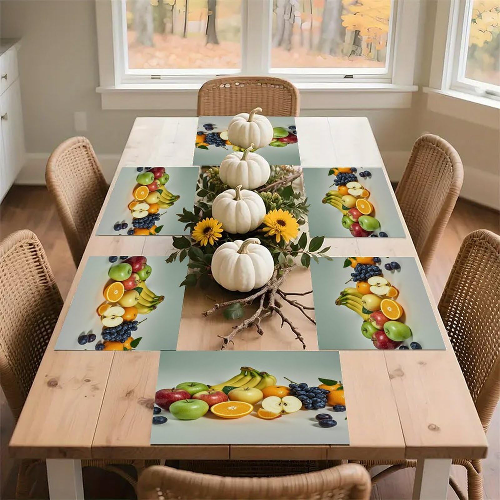 Fruits Placemats Flax Place Mats for Dining Table Rectangle Non-Slip Table Mats Heat Resistant Washable Placemat for Kitchen Home Decor Party Outdoor 12" X 18"