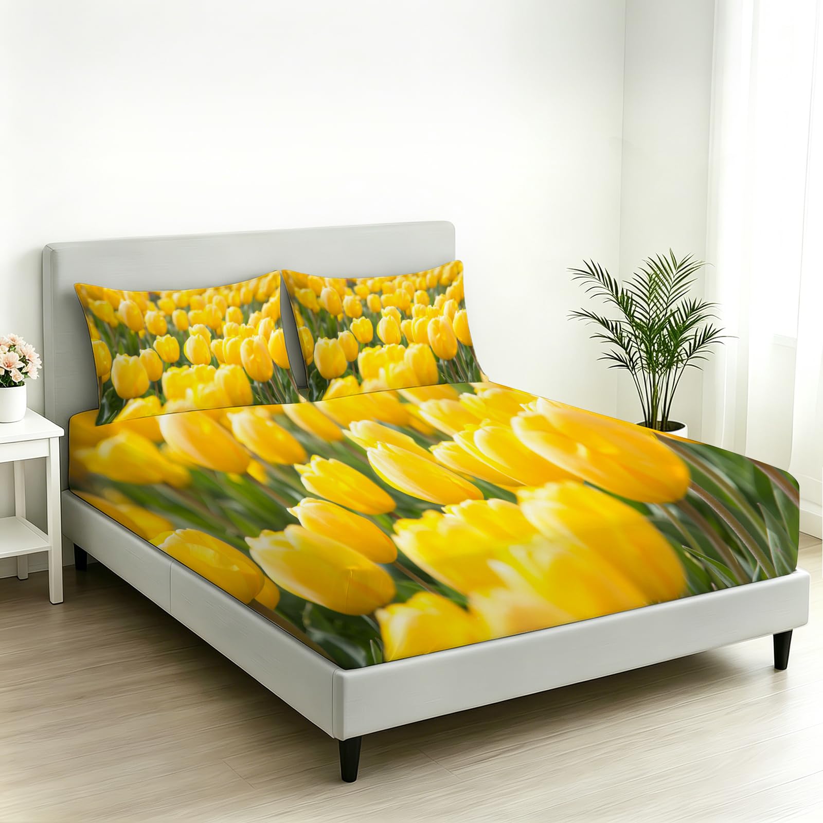 Sábana Bajera Ajustable 180 x 200 Tulipane Mar de Flores