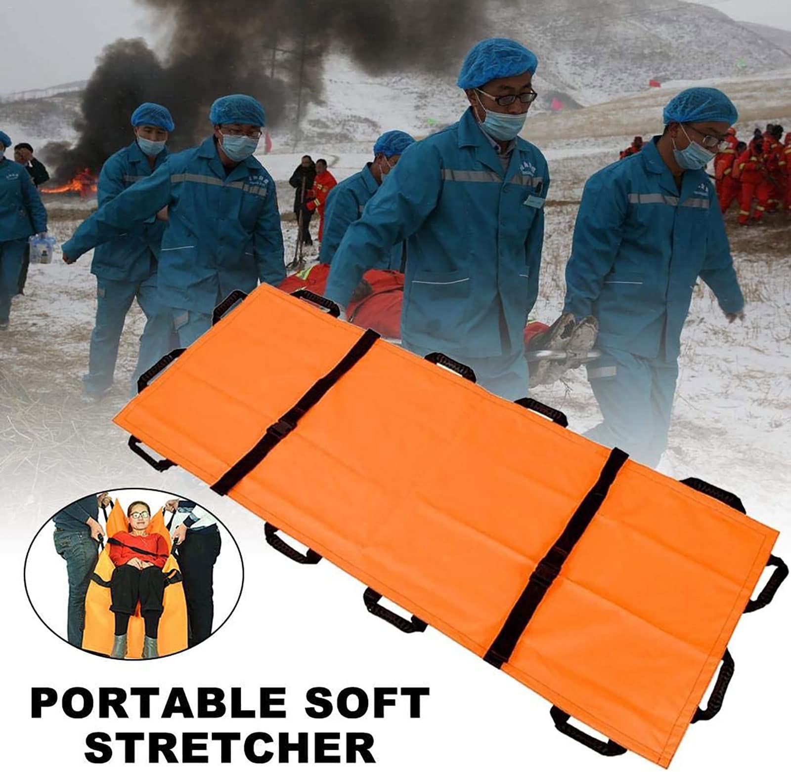 Brancard portable, brancard souple et imperméable à 12 poignées, brancard pliable de secours d'urgence pour hôpitaux, installations sportives, ambulances, matériel médical pour personnes handicapées a