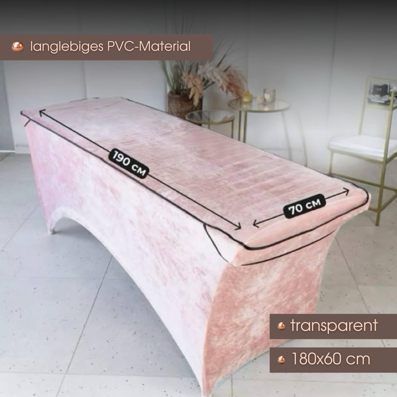 PVC Transparent Matratzenbezug, Schutz - Bezug für Wave Matratze für Kosmetikliege, Vinyl, 190x70 cm, Universal