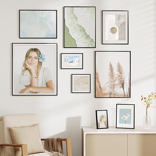 Miniatura 26 de Fun Memories Portarretratos de metal de 16 x 20 pulgadas con paspartú de 11 x 14 pulgadas, acabado de aluminio cepillado, parte delantera de vidrio